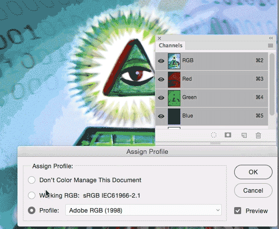 Shows sample of sRGB and Adobe RGB / zeigt Beispiel von sRGB und Adobe RGB